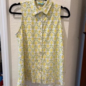 J. McLaughlin Lemon Print Sleeveless Tunic